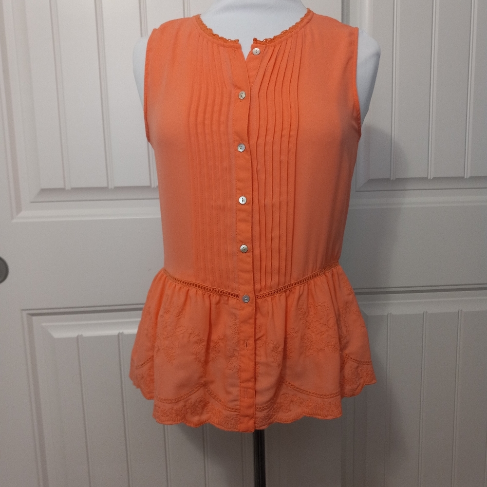 Love21 Women's Blouse Peach Size Small Embroidered
